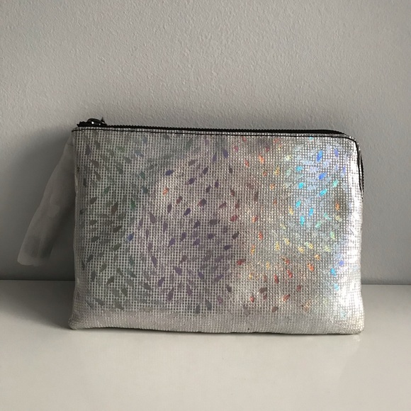 Sharif Disco Black Silver Glitter Genuine Leather Clutch Bag - Picture 13 of 14